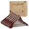 Casafield - 6 Wide Shoulder Wooden Suit Hangers - Premium Lotus Wood, Non-Slip Pant Bar & Chrome Swivel Hook for Dress Clothes, Coats, Jackets, Pants, Shirts, Skirts